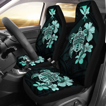 Hawaiian Kanaka Hibiscus Plumeria Mix Polynesian Turtle Car Seat Covers Turquoise New Awesome