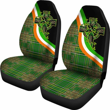 Celtic Car Seat Covers - Ireland Kilt Color & Celtic Cross -
