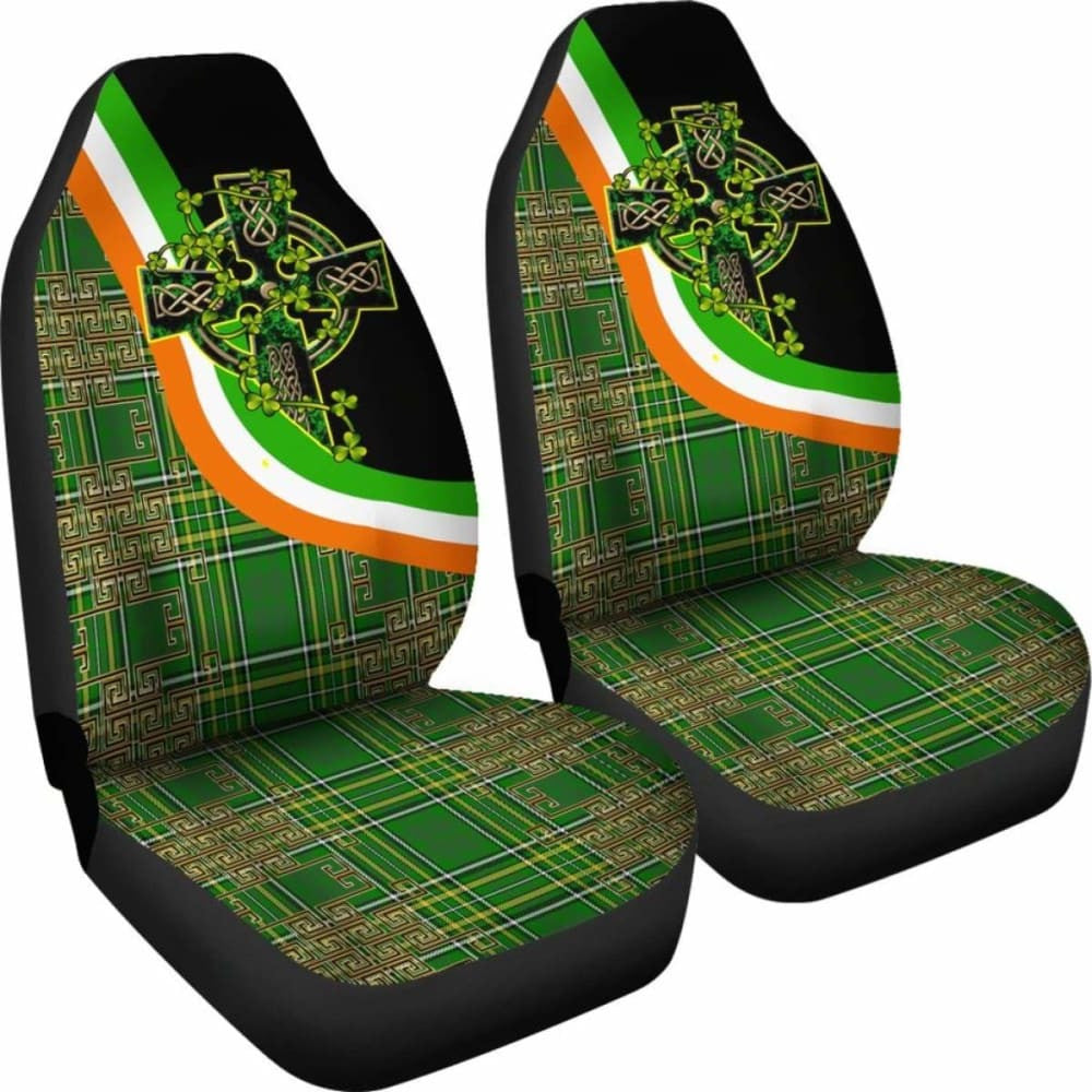 Celtic Car Seat Covers - Ireland Kilt Color & Celtic Cross -