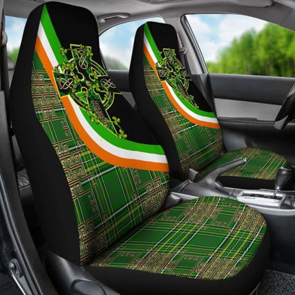 Celtic Car Seat Covers - Ireland Kilt Color & Celtic Cross -