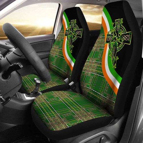 Celtic Car Seat Covers - Ireland Kilt Color & Celtic Cross -