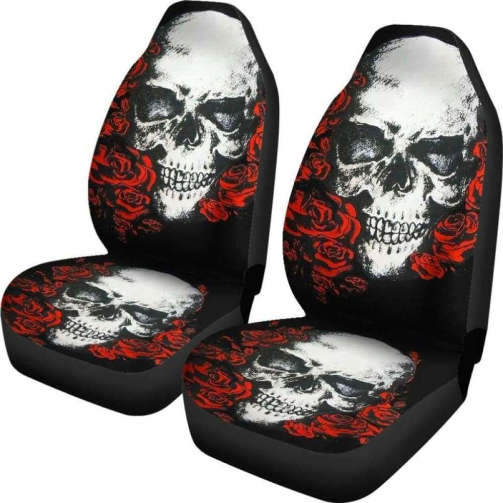 Set Pcs Floral Sugar Skull Day Of The Dead Skull Car Seat Covers