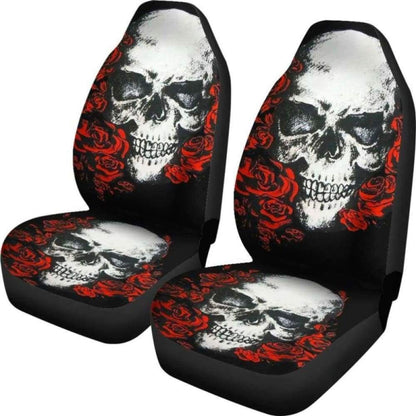 Set Pcs Floral Sugar Skull Day Of The Dead Skull Car Seat Covers