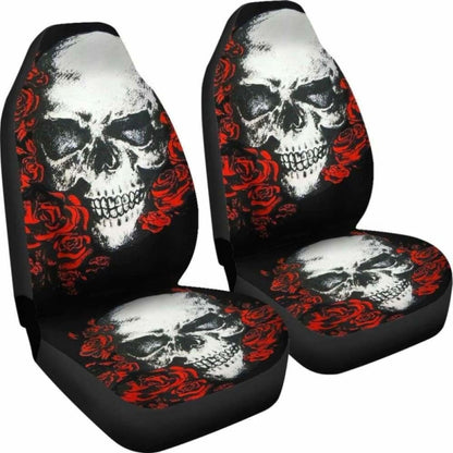 Set Pcs Floral Sugar Skull Day Of The Dead Skull Car Seat Covers