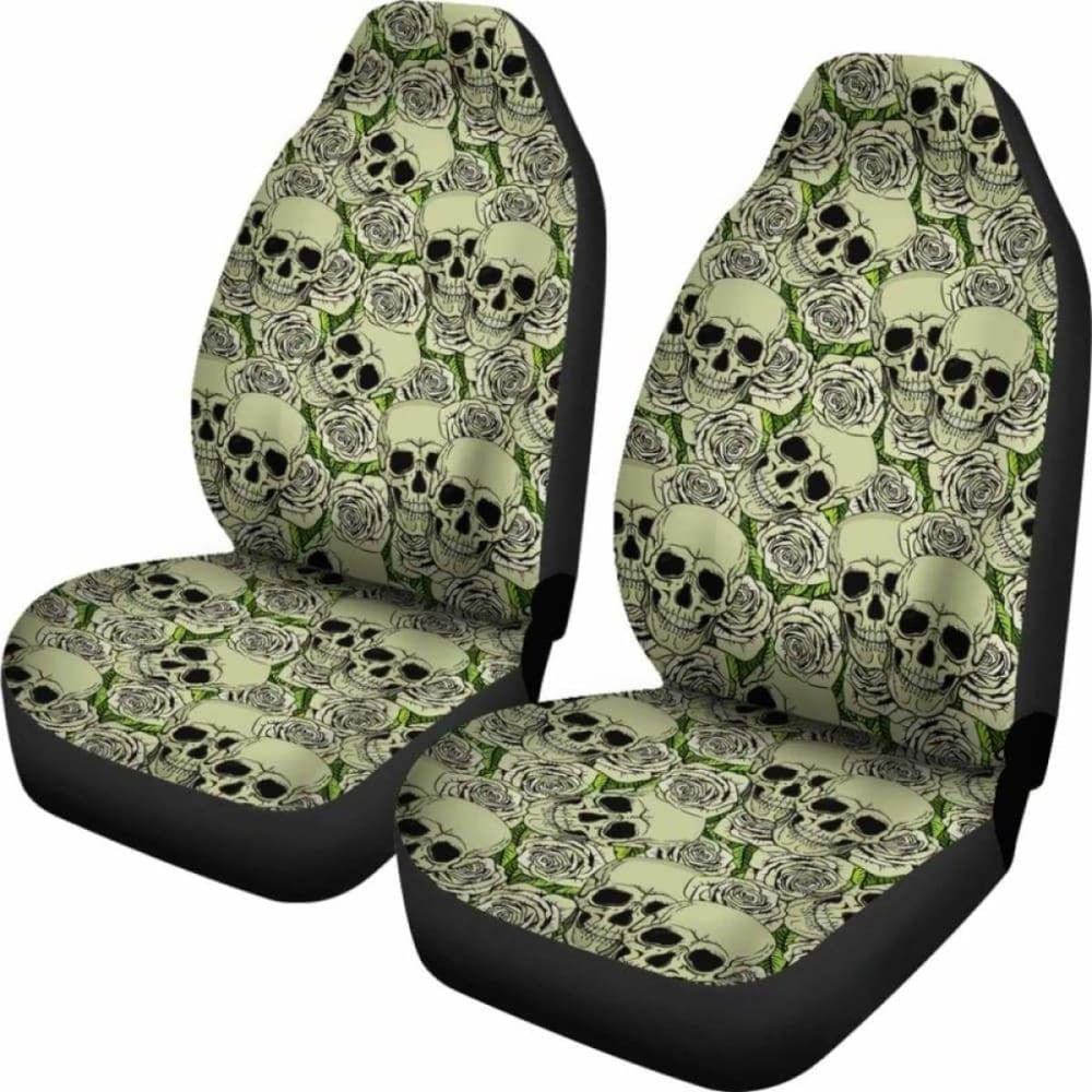 Set Of - Day Of The Dead - Gothic Skulls Car Seat Cover