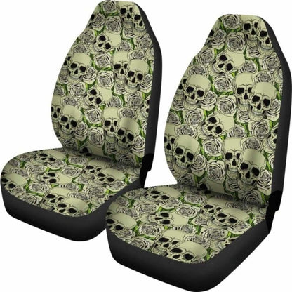 Set Of - Day Of The Dead - Gothic Skulls Car Seat Cover