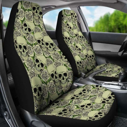 Set Of - Day Of The Dead - Gothic Skulls Car Seat Cover