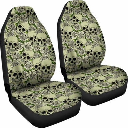 Set Of - Day Of The Dead - Gothic Skulls Car Seat Cover