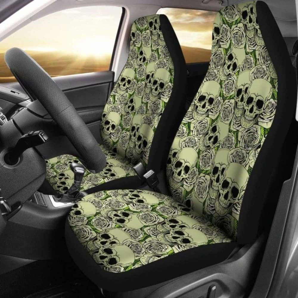 Set Of - Day Of The Dead - Gothic Skulls Car Seat Cover