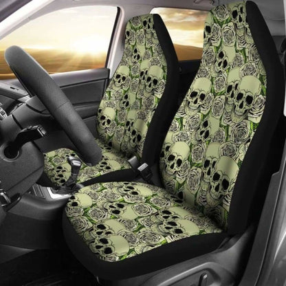 Set Of - Day Of The Dead - Gothic Skulls Car Seat Cover