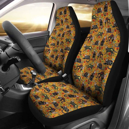 Cat Sugar Skull Yellow Car Seat Covers
