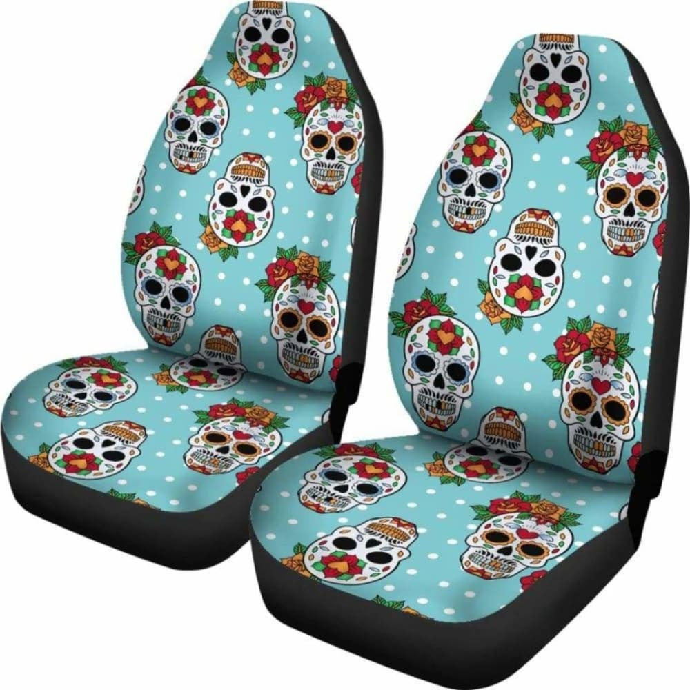 Set Of Sugar Skull Day Of The Dead Seat Covers