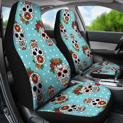 Set Of Sugar Skull Day Of The Dead Seat Covers