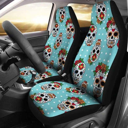 Set Of Sugar Skull Day Of The Dead Seat Covers
