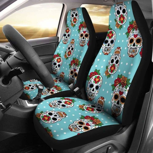 Set Of Sugar Skull Day Of The Dead Seat Covers