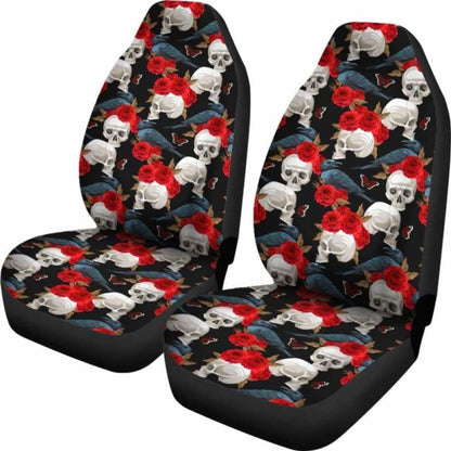 Set Pcs Floral Sugar Skull Day Of The Dead Skull Car Seat Covers