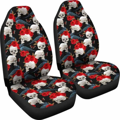 Set Pcs Floral Sugar Skull Day Of The Dead Skull Car Seat Covers