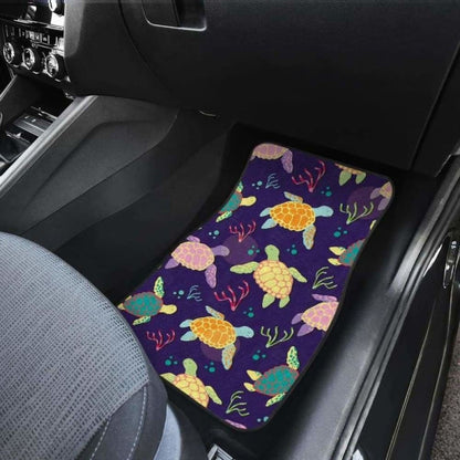 Colorful Sea Turtle Pattern Front And Back Car Mats