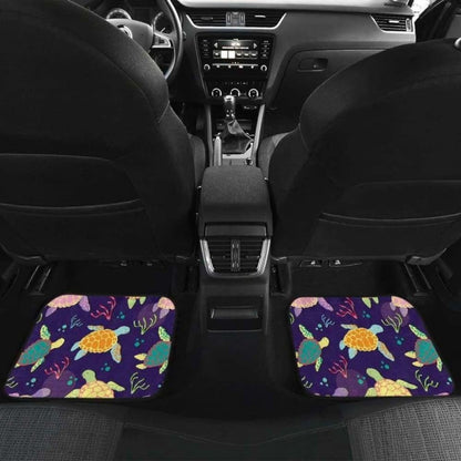 Colorful Sea Turtle Pattern Front And Back Car Mats