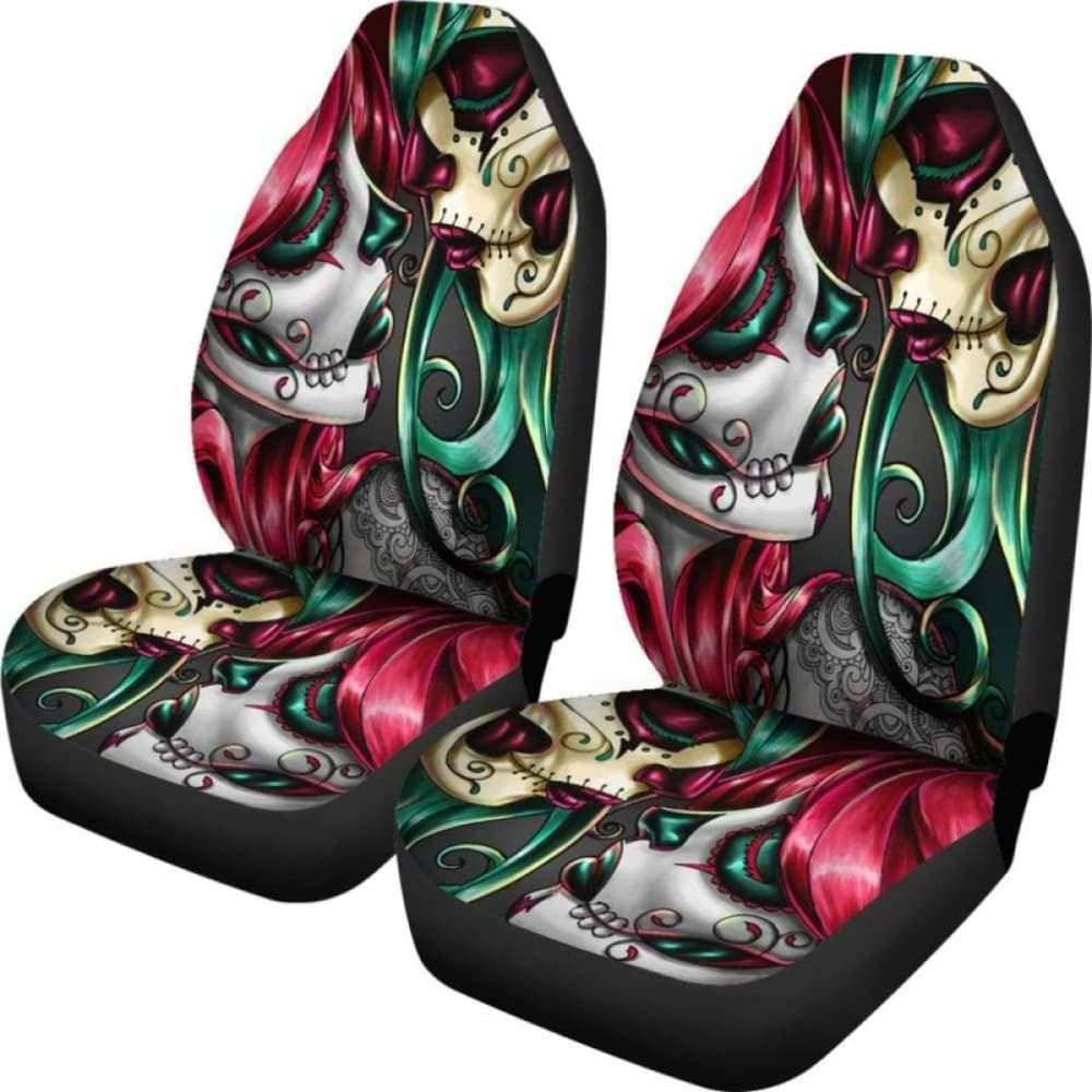 Set Of Sugar Skull Girl Car Seat Covers