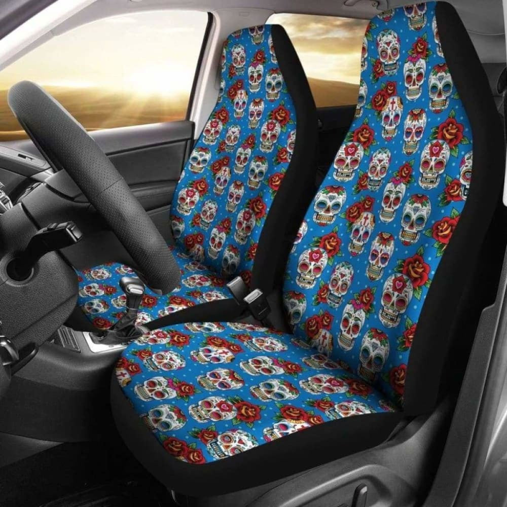 Set Of Pcs Sugar Skull Car Seat Covers