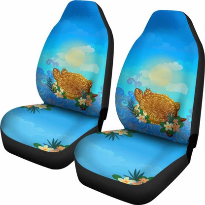 Turtle And Plumeria Hawaiian Car Seat Covers Set Of
