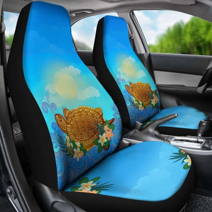 Turtle And Plumeria Hawaiian Car Seat Covers Set Of