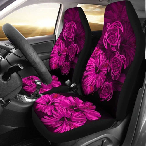 Hawaiian Map Turtle Hibiscus Pink Vintage Polynesian  Car Seat Covers - New