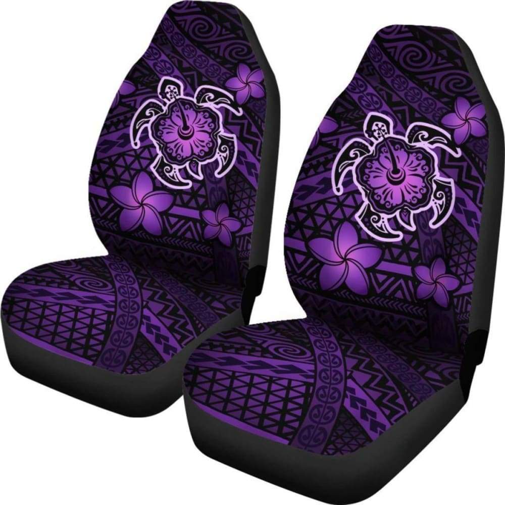 Hawaii Mix Polynesian Turtle Plumeria Car Seat Covers - Purple -