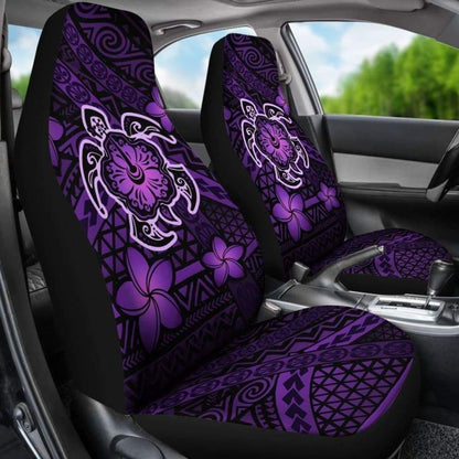 Hawaii Mix Polynesian Turtle Plumeria Car Seat Covers - Purple -