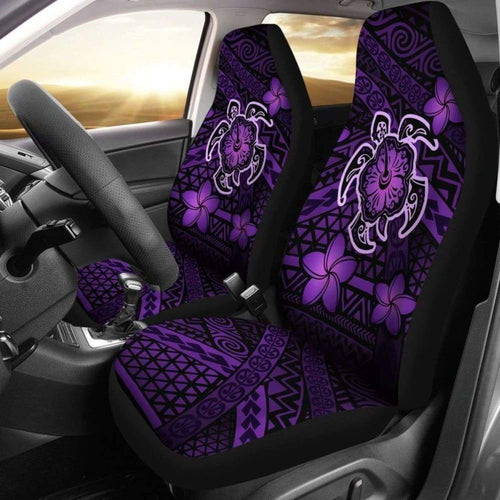 Hawaii Mix Polynesian Turtle Plumeria Car Seat Covers - Purple -
