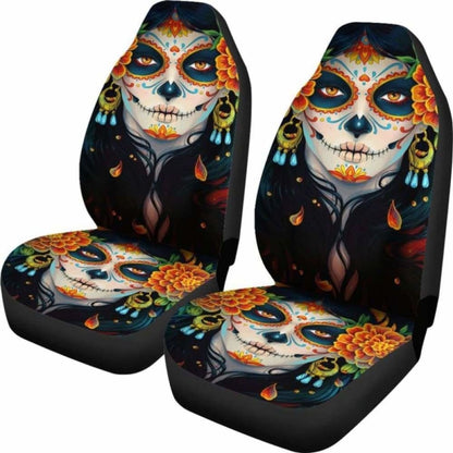 Set Of Sugar Skull Car Seat Covers