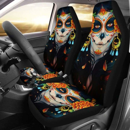 Set Of Sugar Skull Car Seat Covers