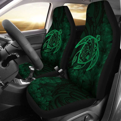 Alohawaii Car Seat Covers - Hawaii Turtle Map Hibiscus Poly Green - New Awesome