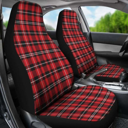 Red, Black And White Plaid Car Seat Covers