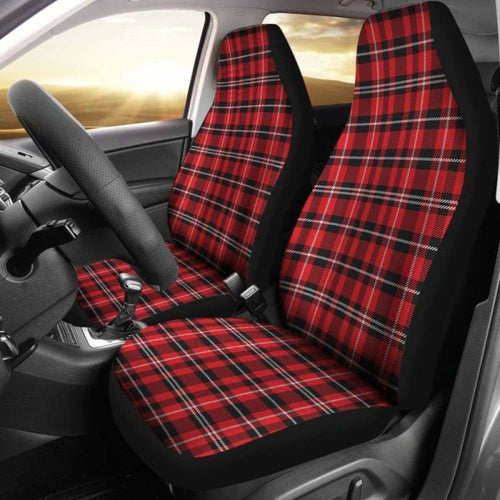 Red, Black And White Plaid Car Seat Covers