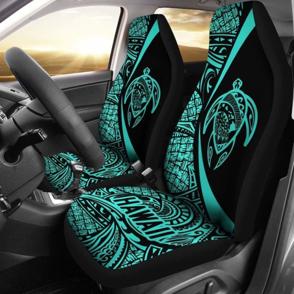 Hawaii Turtle Map Polynesian Car Seat Covers - Turquoise - Best Look - New