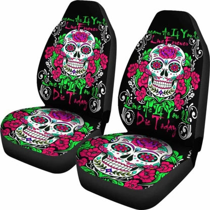 Set Of Pcs - Sugar Skull - Day Of The Dead Car Seat Cover