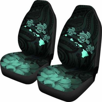 Hawaii Hibiscus Map Polynesian Ancient Turquoise Turtle Car Set Covers - New - Awesome