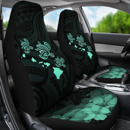 Hawaii Hibiscus Map Polynesian Ancient Turquoise Turtle Car Set Covers - New - Awesome
