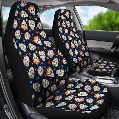 Set Seat Cover Sugar Skulls - Day Of The Dead Car Seat Covers