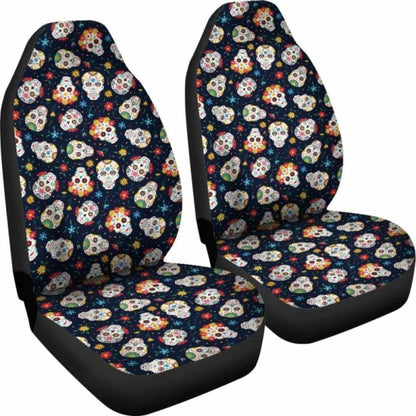 Set Seat Cover Sugar Skulls - Day Of The Dead Car Seat Covers