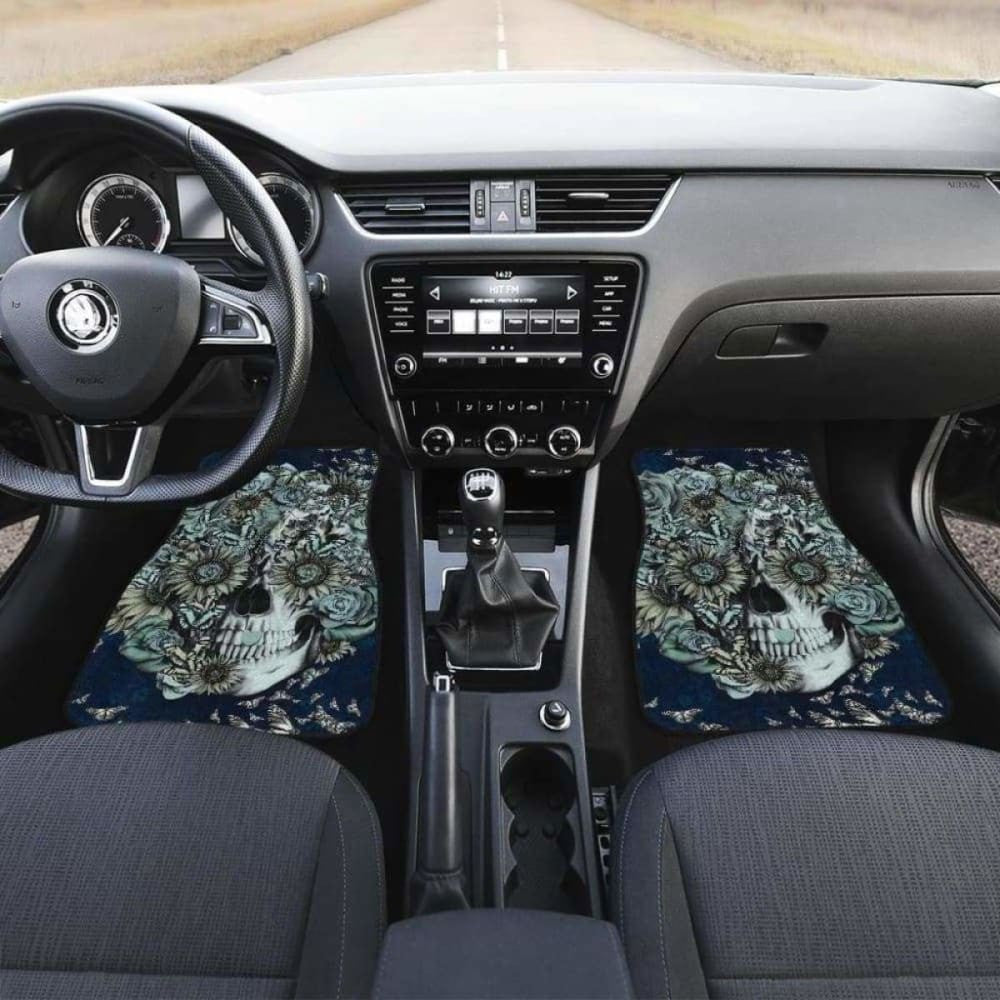 Set Of Pcs Floral Sugar Skull Car Mats