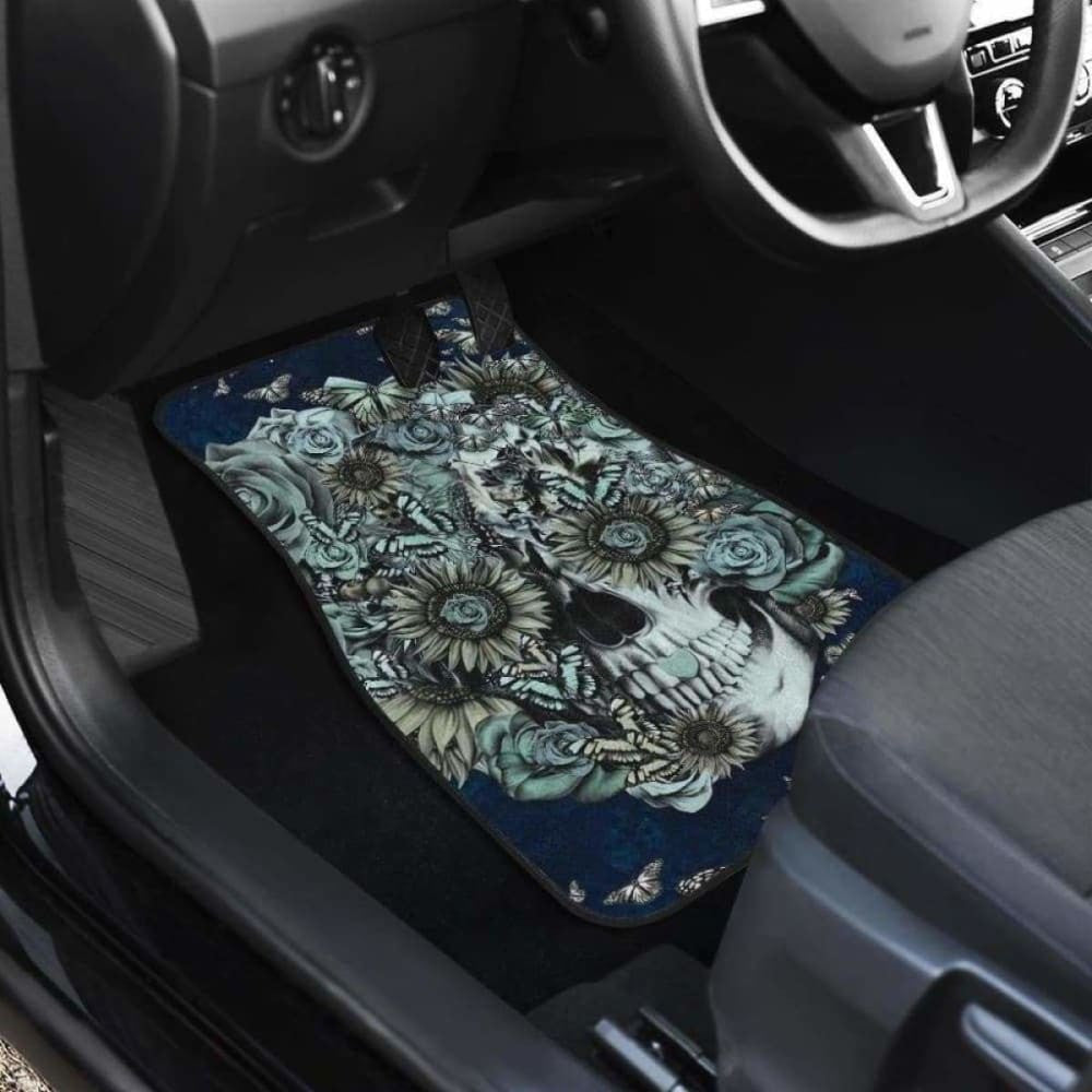 Set Of Pcs Floral Sugar Skull Car Mats