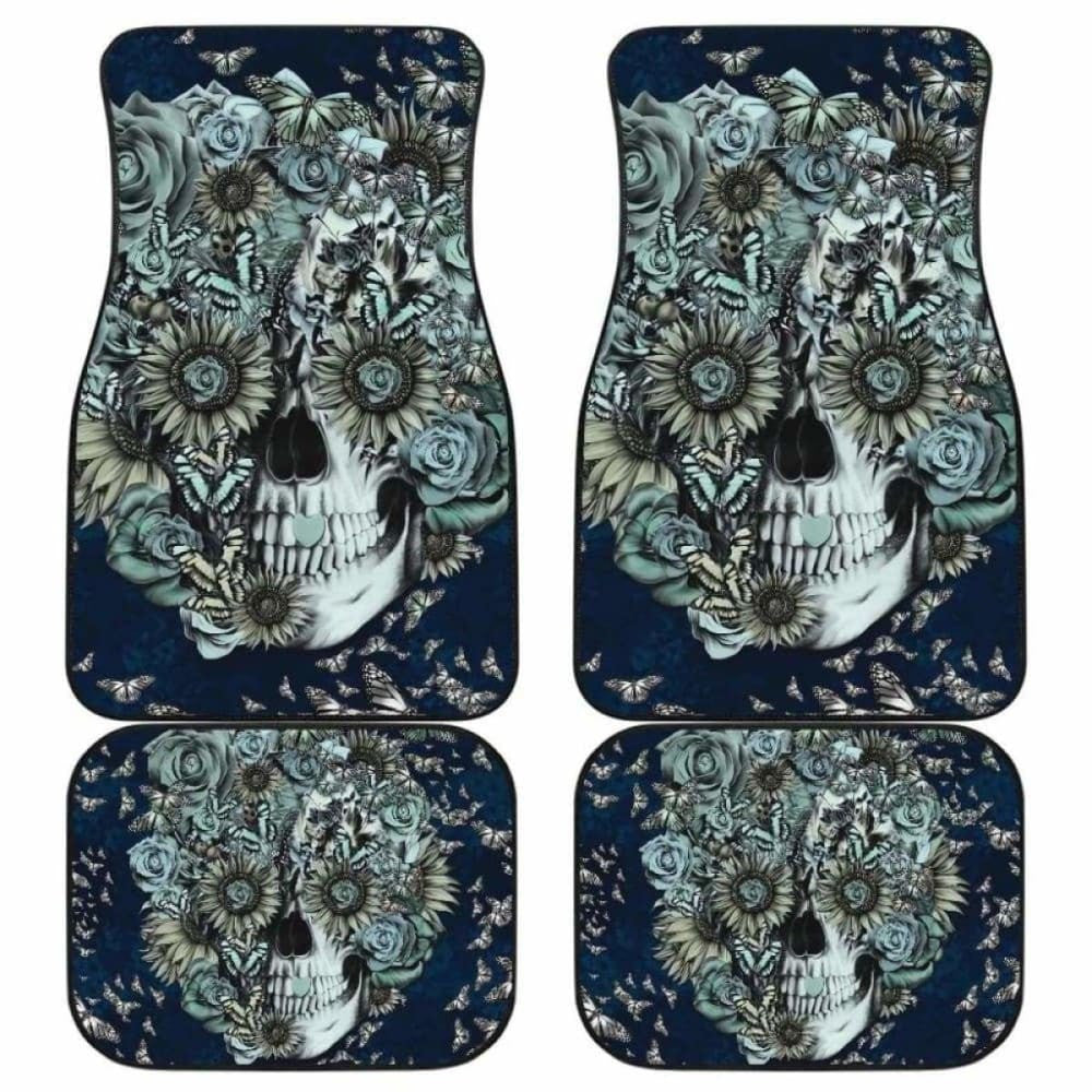 Set Of Pcs Floral Sugar Skull Car Mats