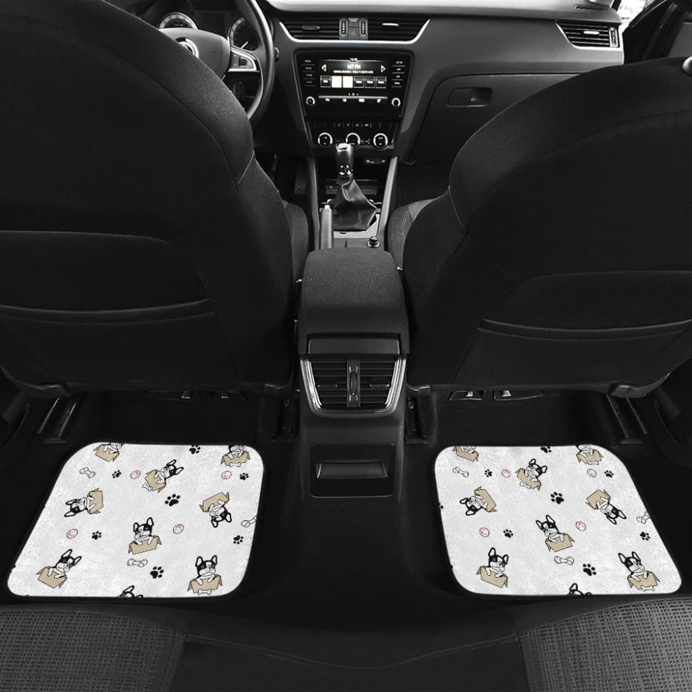Cute French Bulldog Dog Print On White Car Floor Mats
