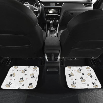 Cute French Bulldog Dog Print On White Car Floor Mats