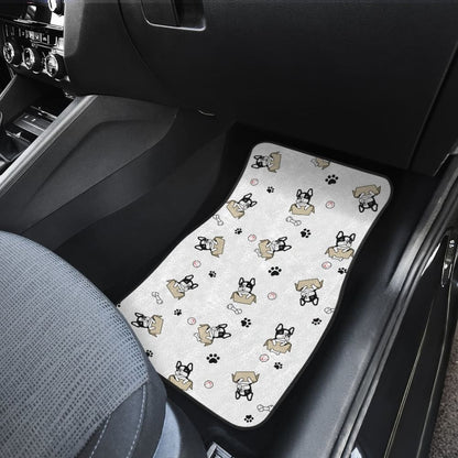 Cute French Bulldog Dog Print On White Car Floor Mats