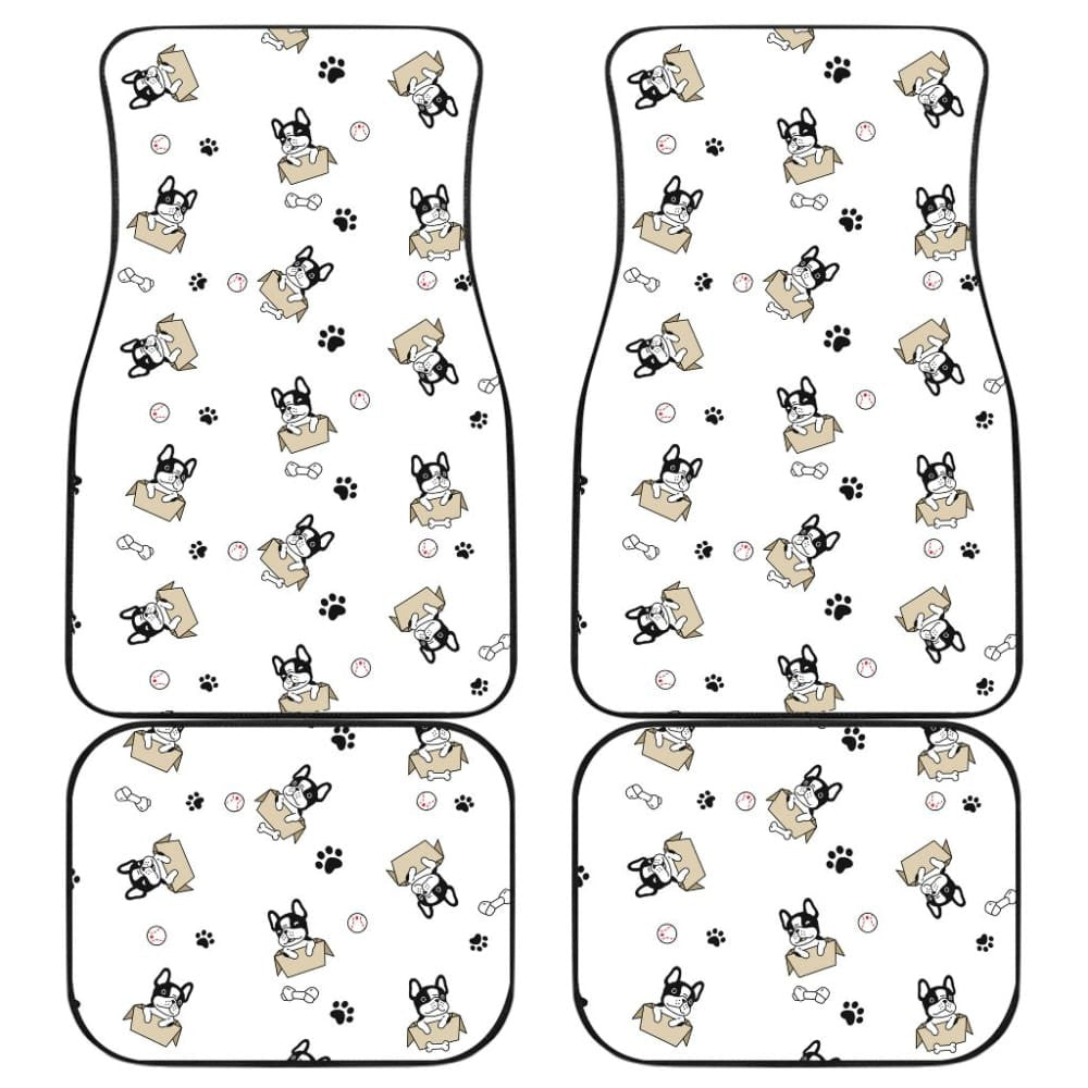 Cute French Bulldog Dog Print On White Car Floor Mats