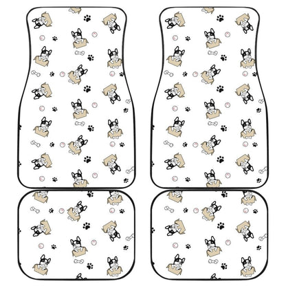 Cute French Bulldog Dog Print On White Car Floor Mats